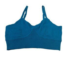 A New Day Women's Size Medium Top Bikini Woven Casual Blue Adjustable Straps New